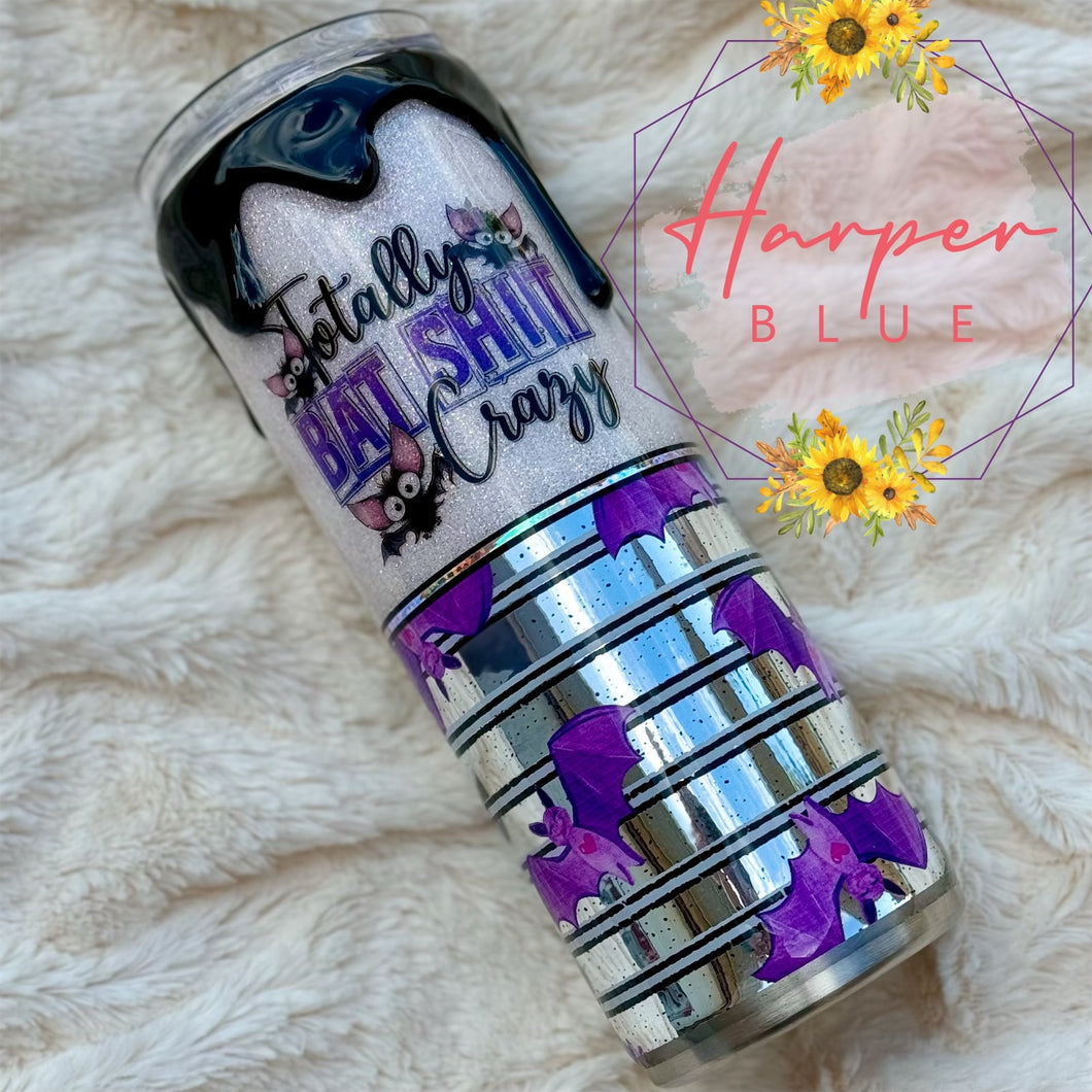 20oz Bat Shit Crazy drip Halloween Tumbler