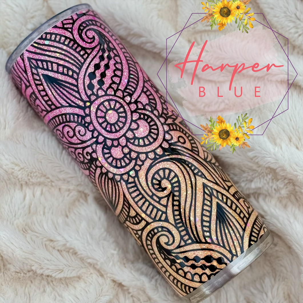 24oz Floral wrap ombré