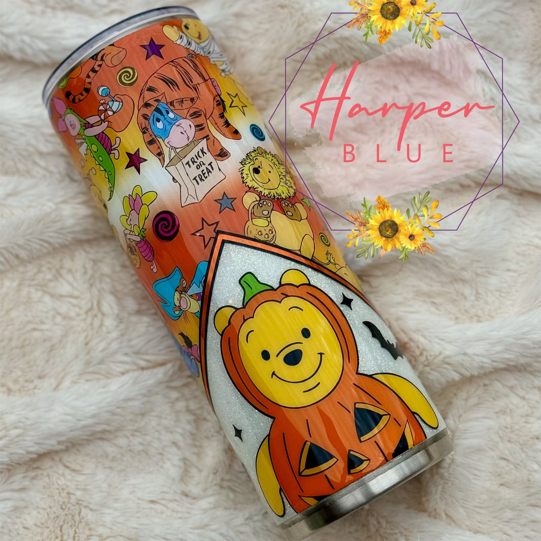 24oz Pooh Pumpkin Fall tumbler